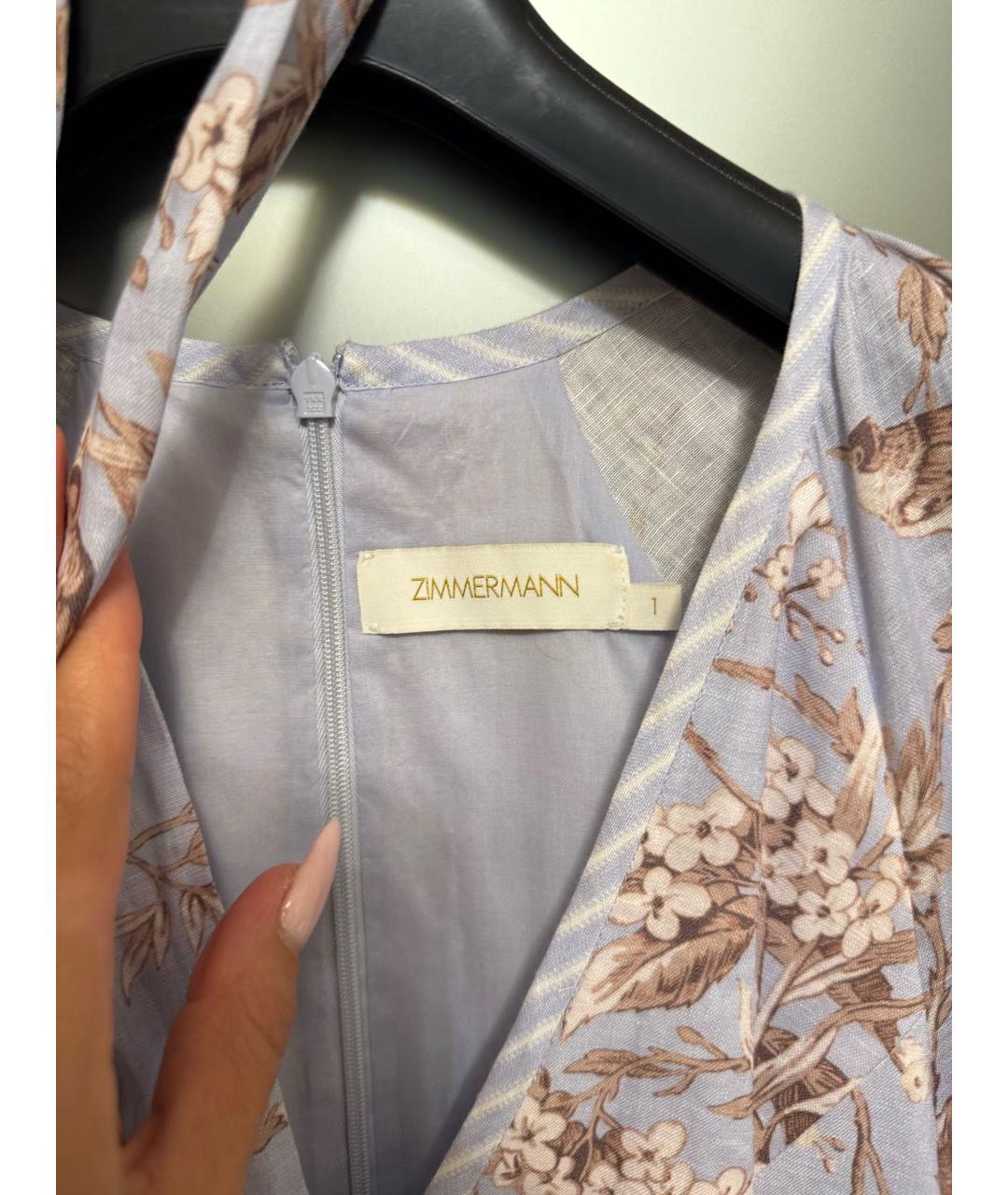 ZIMMERMANN Голубое льняное повседневное платье, фото 3