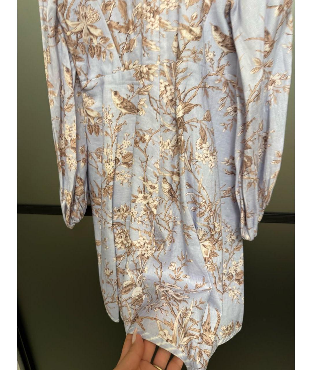 ZIMMERMANN Голубое льняное повседневное платье, фото 5