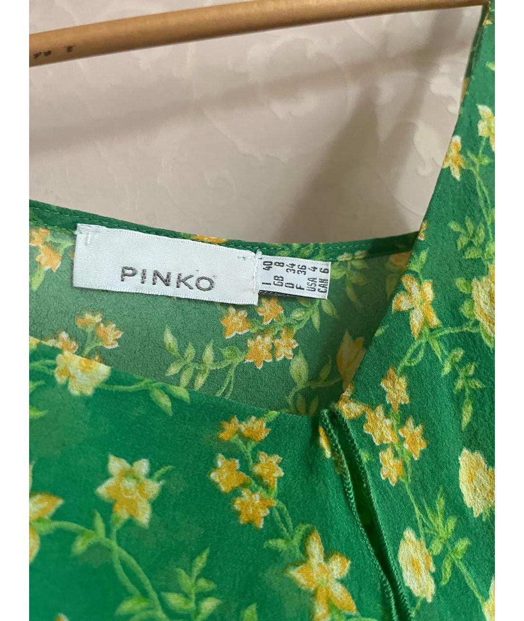 PINKO Зеленая шелковая майка, фото 3