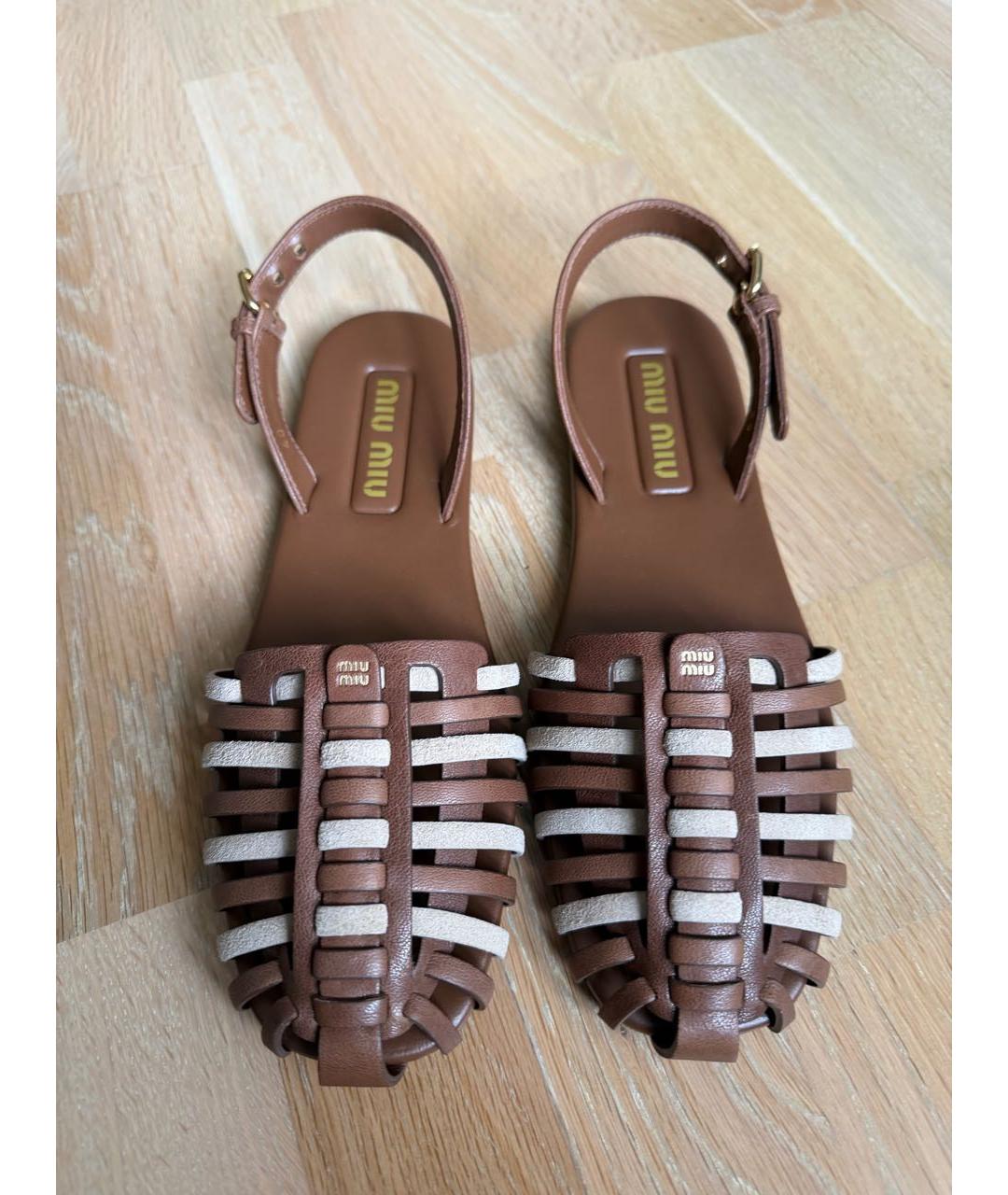 MIU MIU Коричневые кожаные босоножки, фото 2