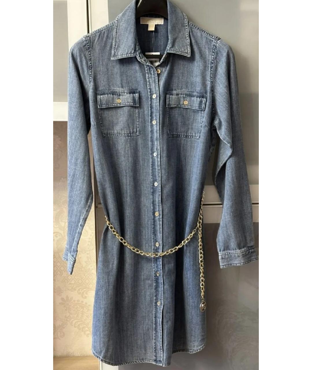 MICHAEL KORS Голубое хлопковое повседневное платье, фото 10