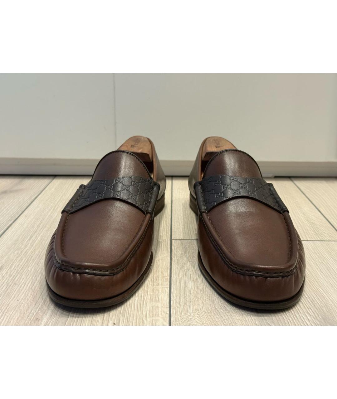 GUCCI Коричневые кожаные мокасины, фото 2