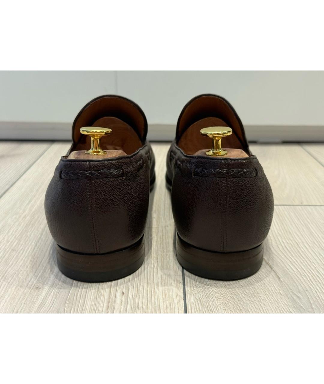 GUCCI Коричневые кожаные лоферы, фото 4