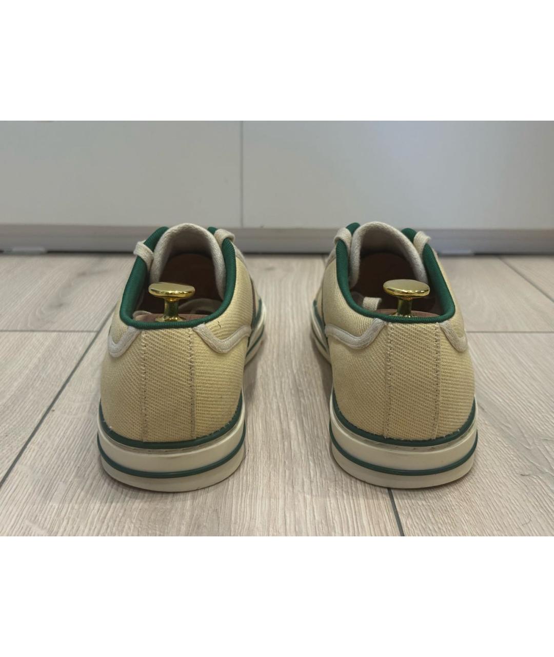 GUCCI Желтые текстильные низкие кроссовки / кеды, фото 4