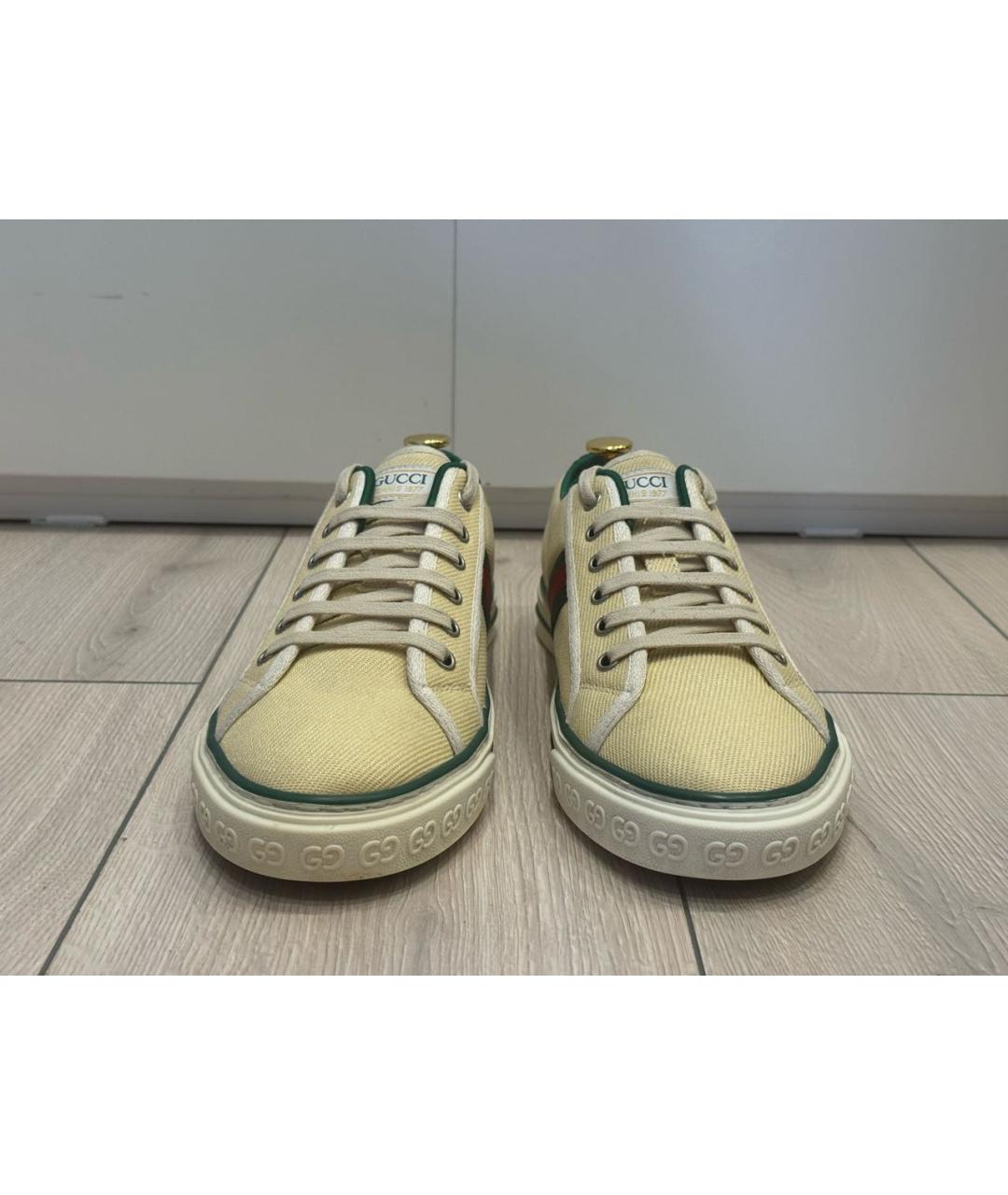 GUCCI Желтые текстильные низкие кроссовки / кеды, фото 2