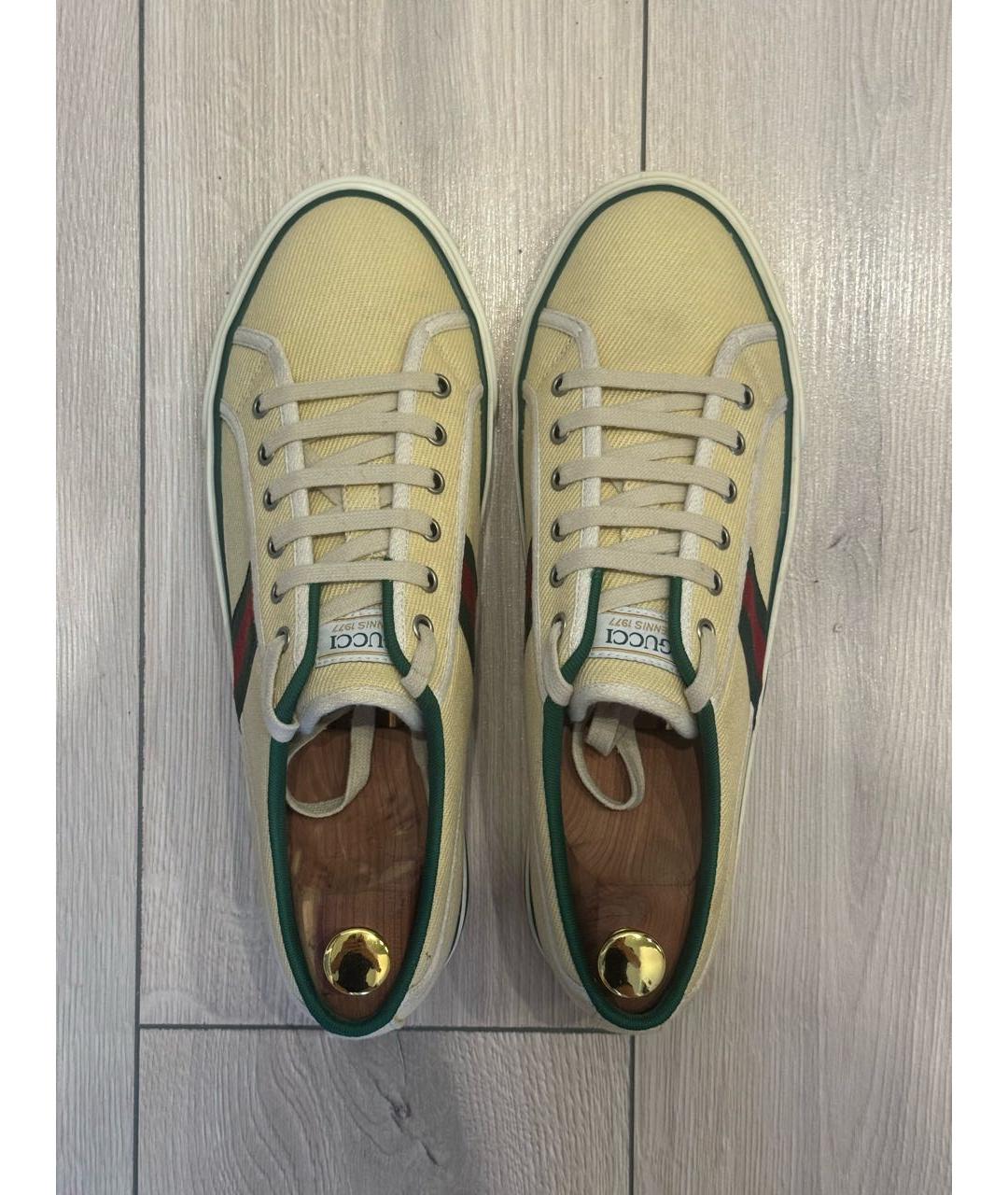GUCCI Желтые текстильные низкие кроссовки / кеды, фото 3