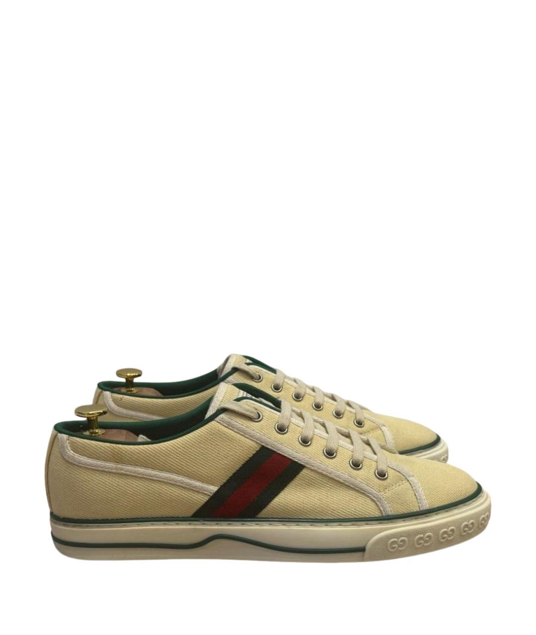 GUCCI Желтые текстильные низкие кроссовки / кеды, фото 1