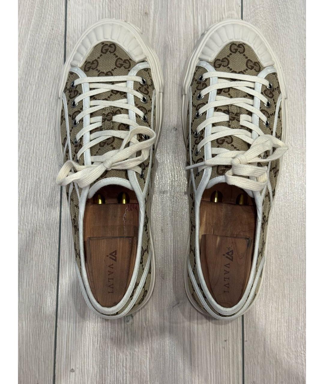 GUCCI Коричневые текстильные низкие кроссовки / кеды, фото 3