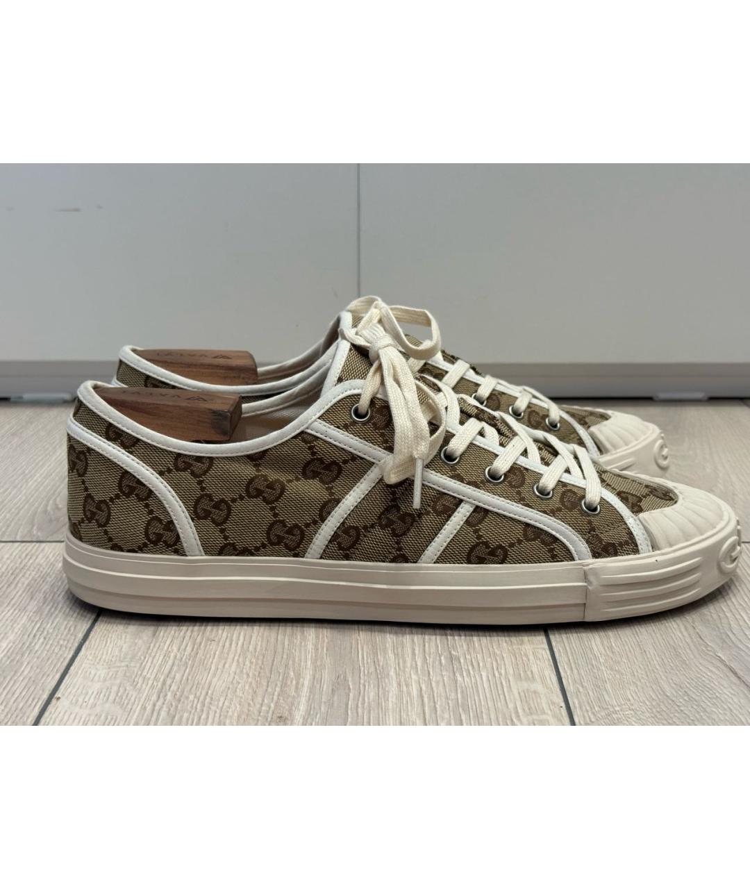 GUCCI Коричневые текстильные низкие кроссовки / кеды, фото 6