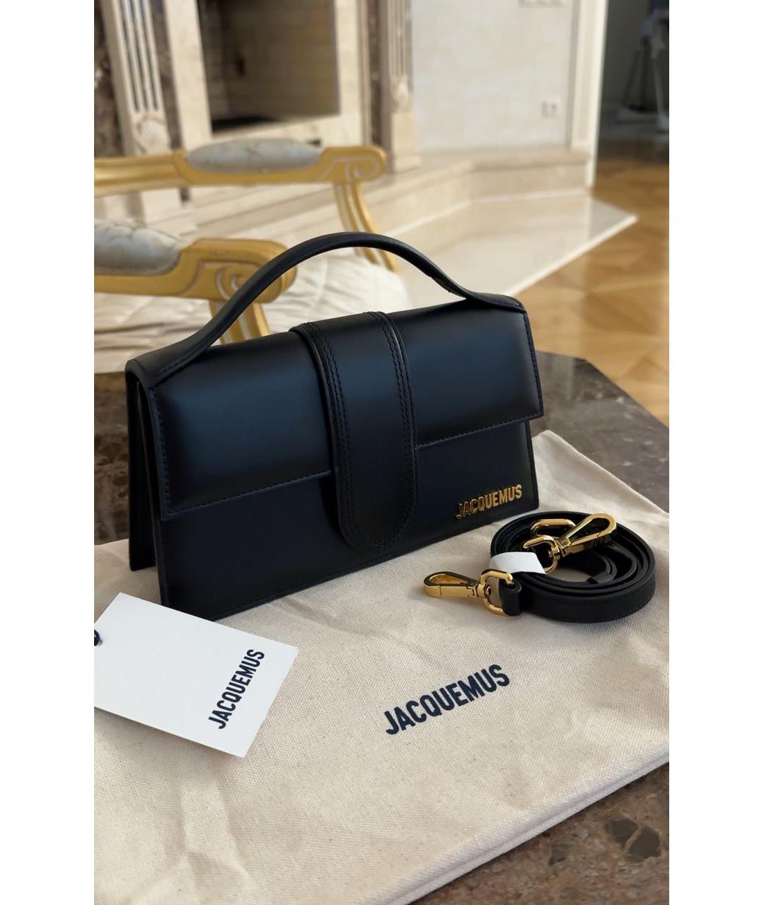 JACQUEMUS Черная кожаная сумка с короткими ручками, фото 2