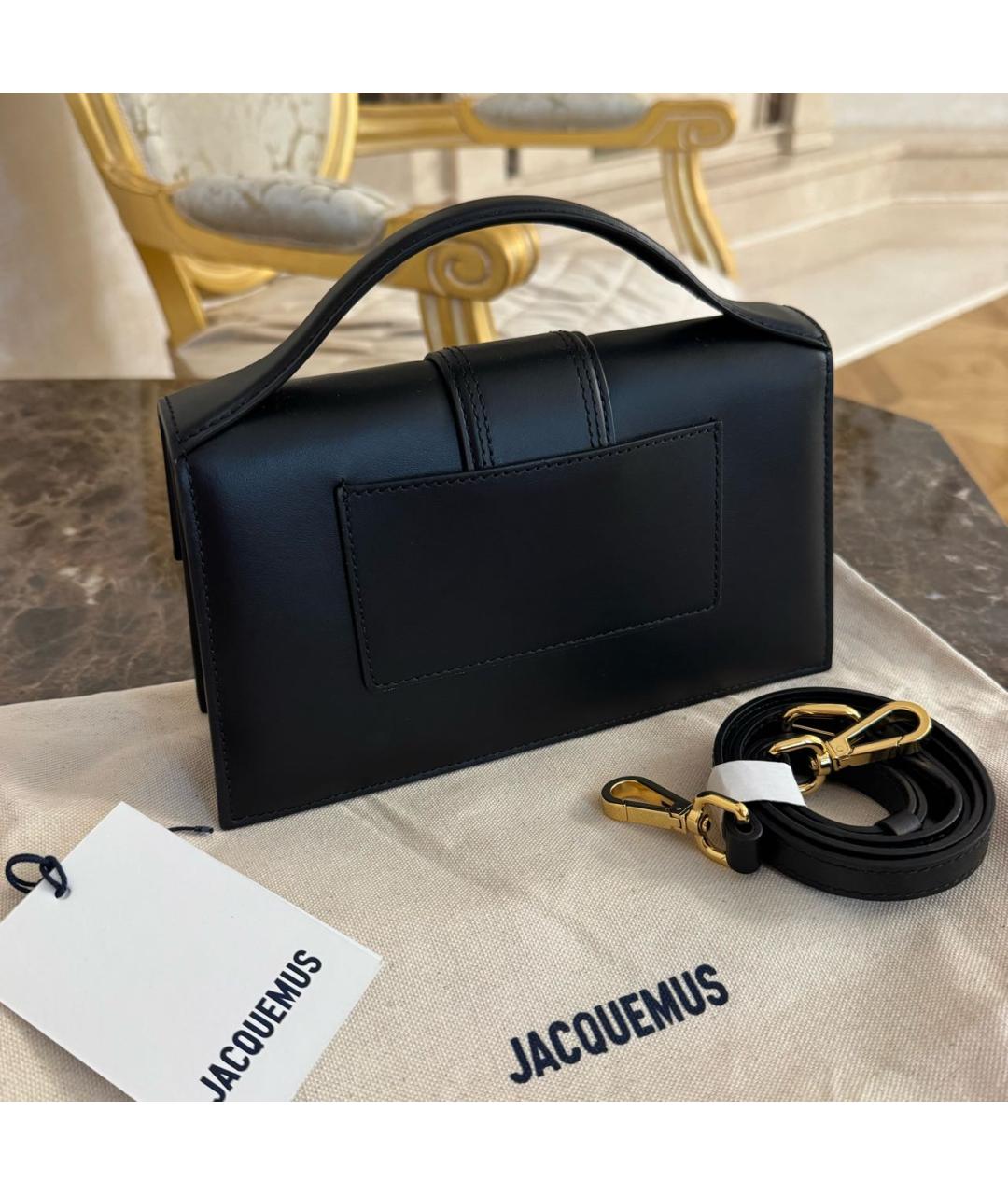 JACQUEMUS Черная кожаная сумка с короткими ручками, фото 4