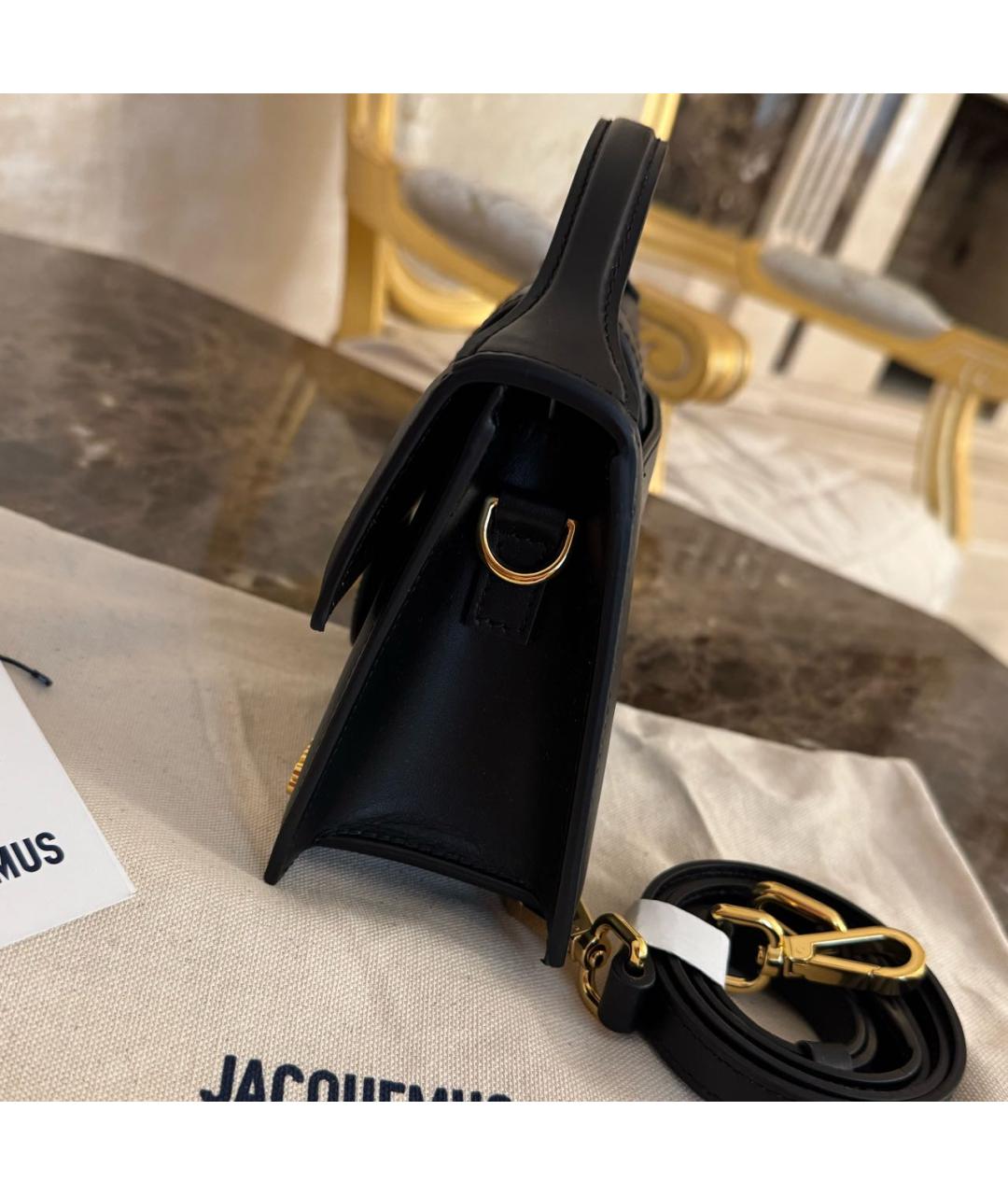 JACQUEMUS Черная кожаная сумка с короткими ручками, фото 5