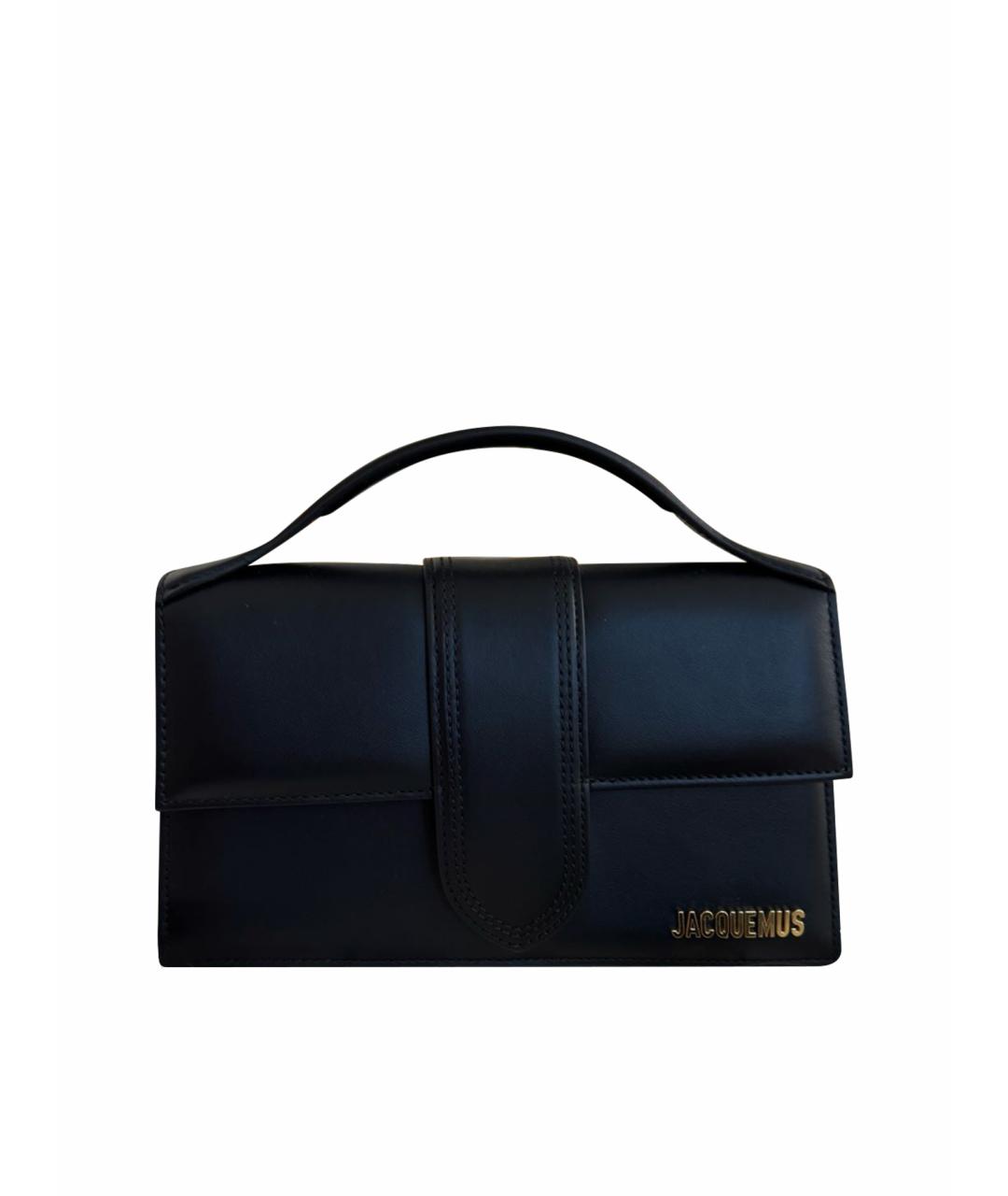 JACQUEMUS Черная кожаная сумка с короткими ручками, фото 1