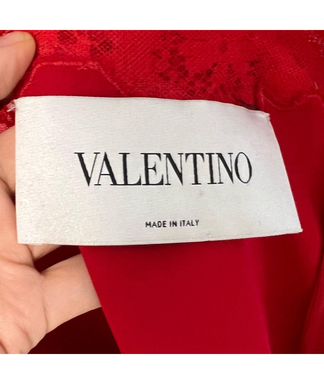 VALENTINO Красное шелковое платье, фото 3