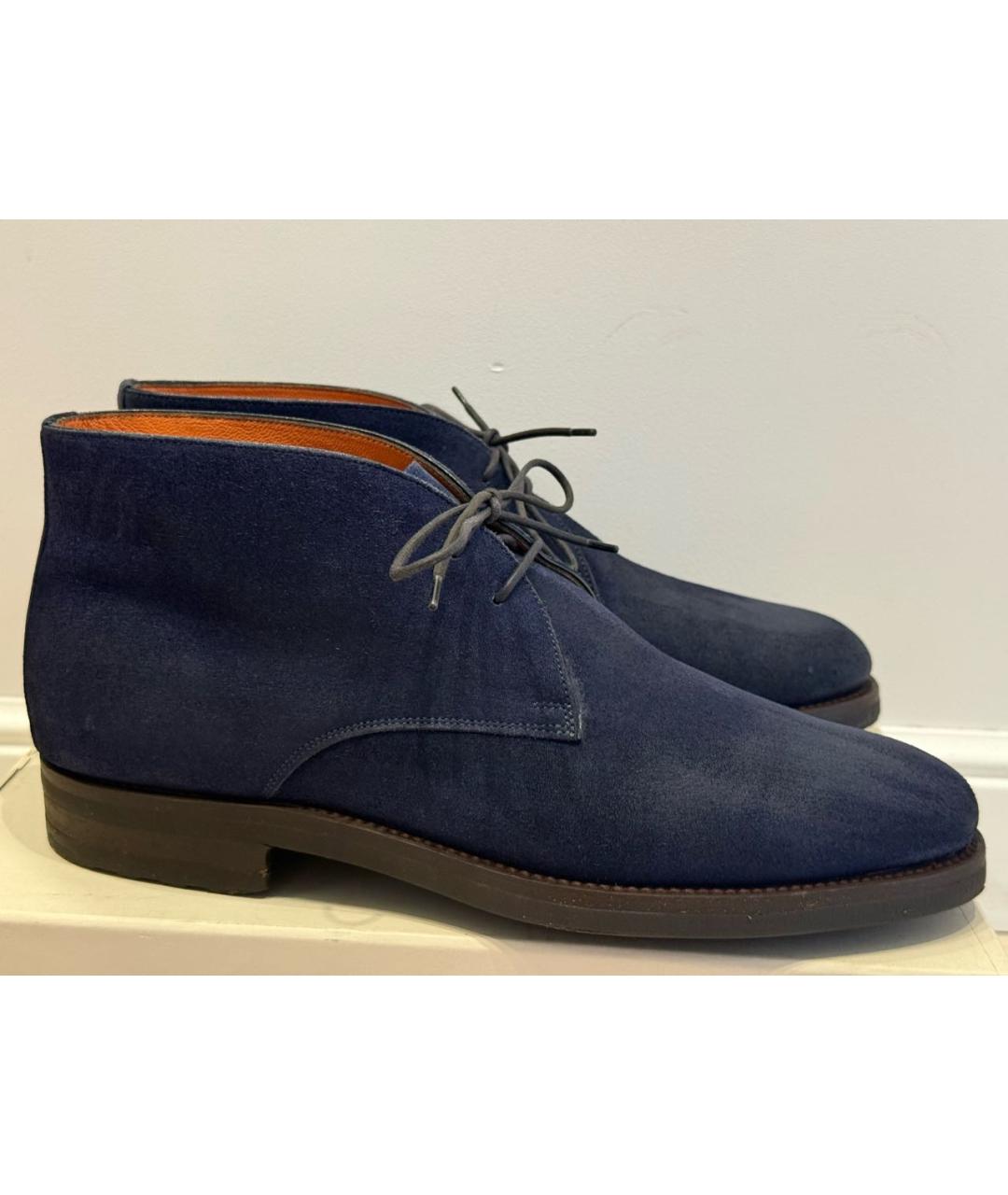 SANTONI Темно-синие замшевые высокие ботинки, фото 6