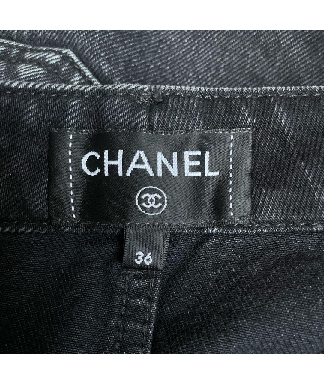 CHANEL Черные хлопковые прямые джинсы, фото 3