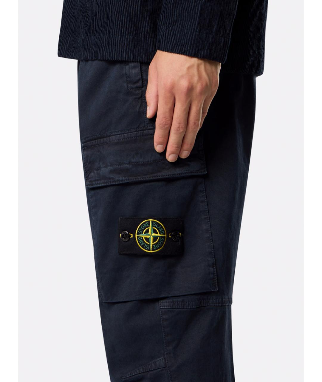 STONE ISLAND Темно-синие хлопковые повседневные брюки, фото 6