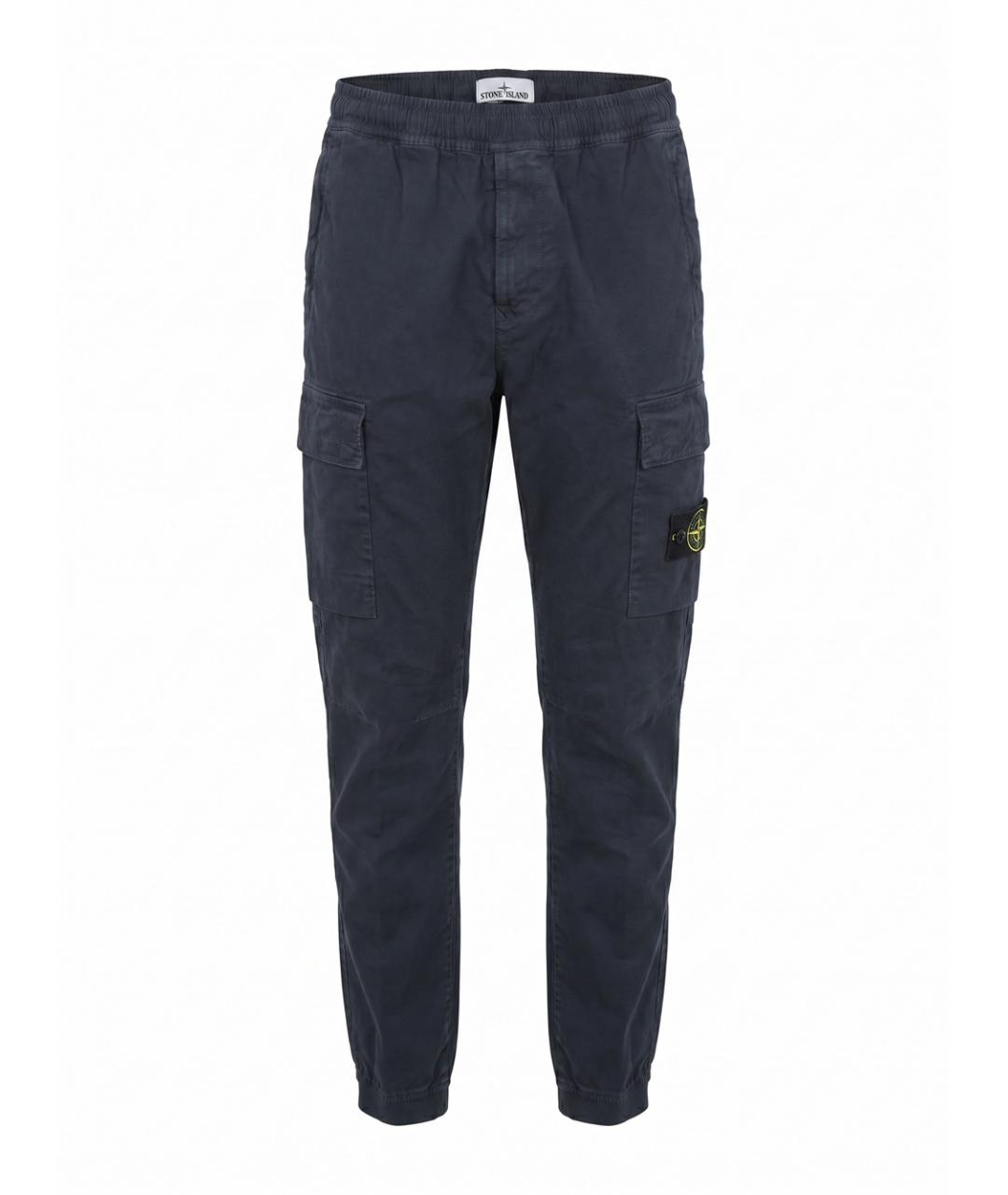 STONE ISLAND Темно-синие хлопковые повседневные брюки, фото 1