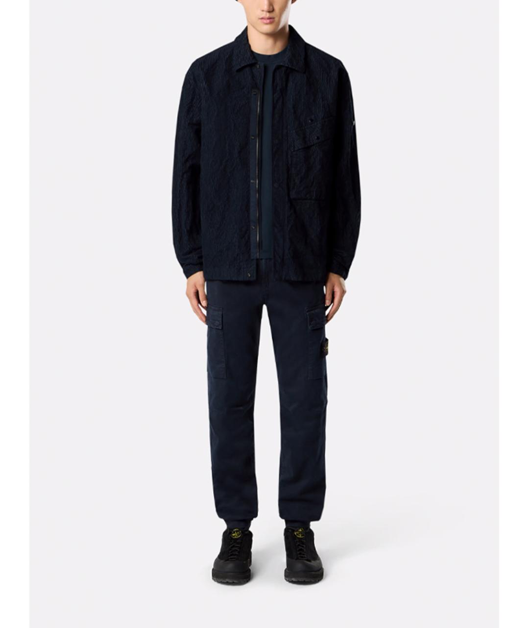 STONE ISLAND Темно-синие хлопковые повседневные брюки, фото 3