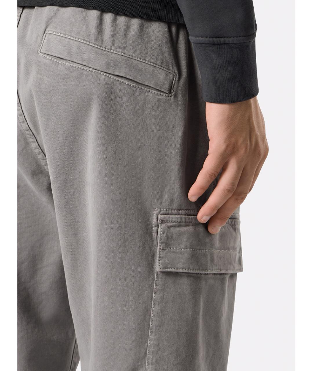 STONE ISLAND Серые хлопковые повседневные брюки, фото 5