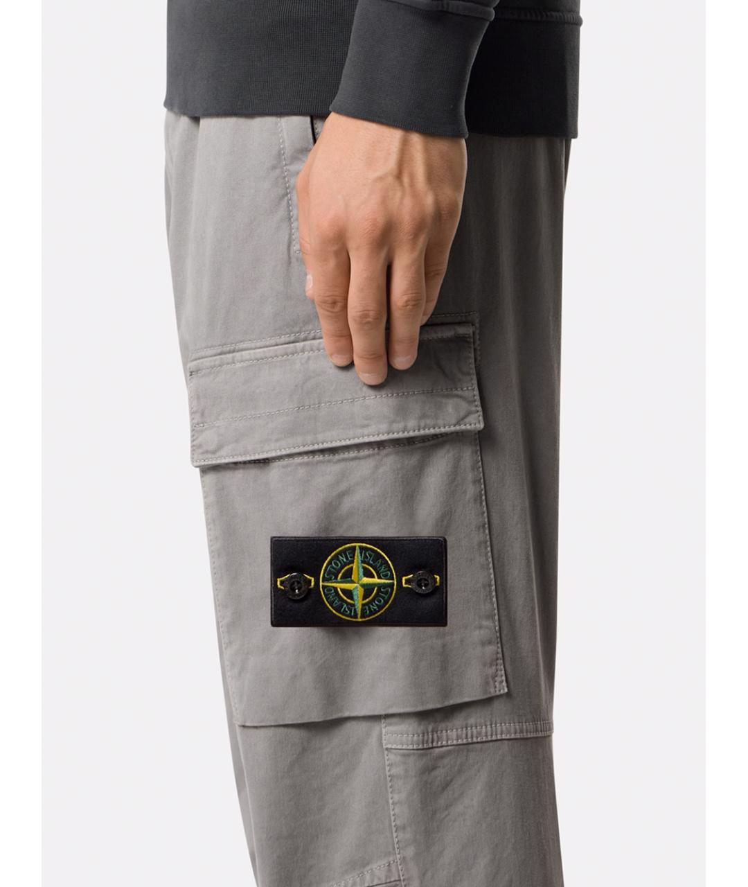 STONE ISLAND Серые хлопковые повседневные брюки, фото 7