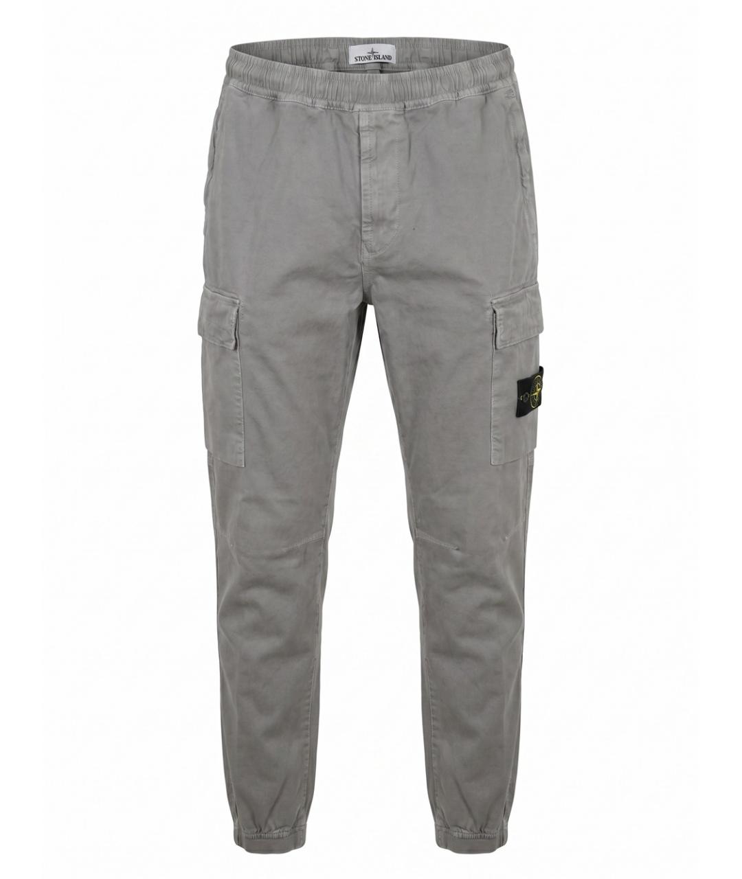 STONE ISLAND Серые хлопковые повседневные брюки, фото 1