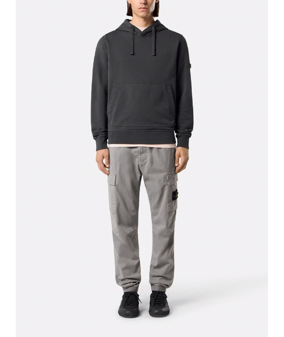 STONE ISLAND Серые хлопковые повседневные брюки, фото 3