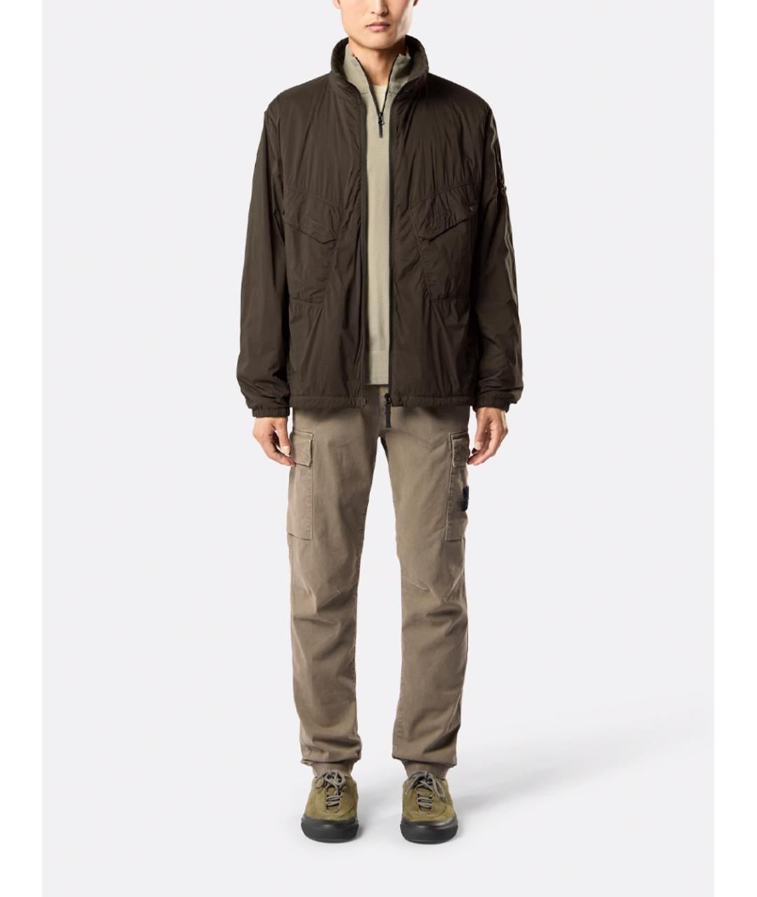 STONE ISLAND Зеленые хлопковые повседневные брюки, фото 3