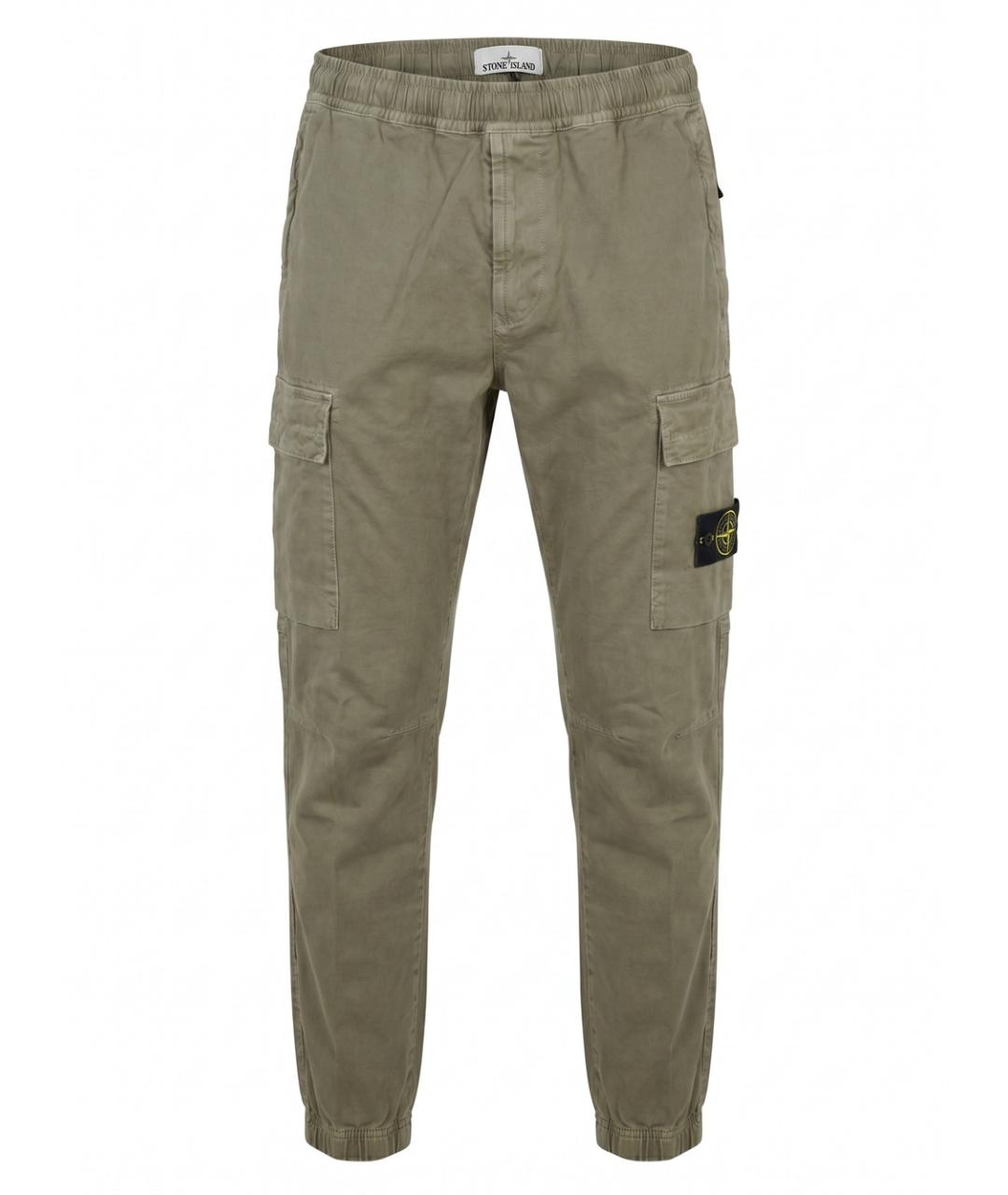 STONE ISLAND Зеленые хлопковые повседневные брюки, фото 1