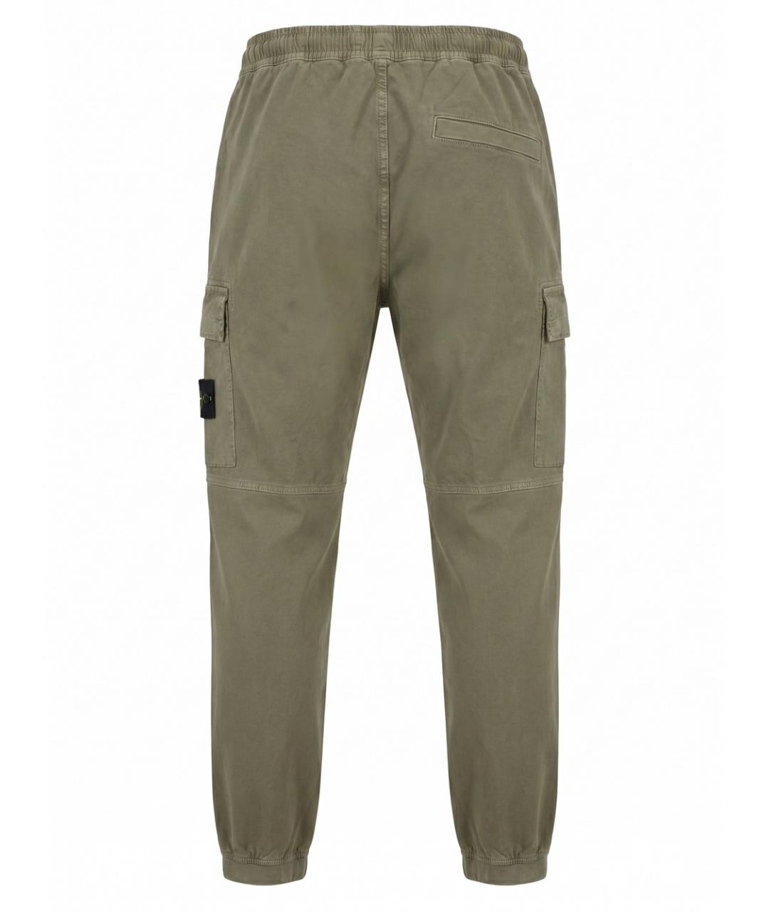 STONE ISLAND Зеленые хлопковые повседневные брюки, фото 2
