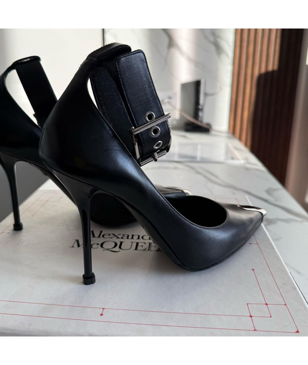 ALEXANDER MCQUEEN Черные кожаные туфли, фото 7