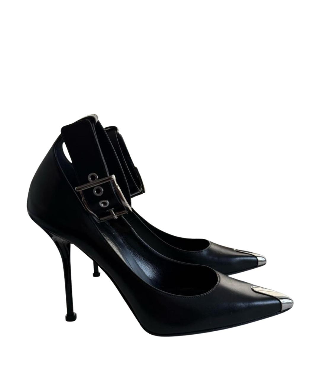 ALEXANDER MCQUEEN Черные кожаные туфли, фото 1