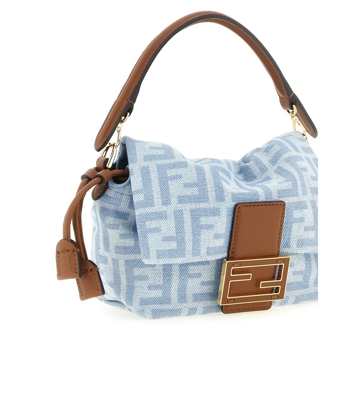 FENDI Голубая хлопковая сумка через плечо, фото 4