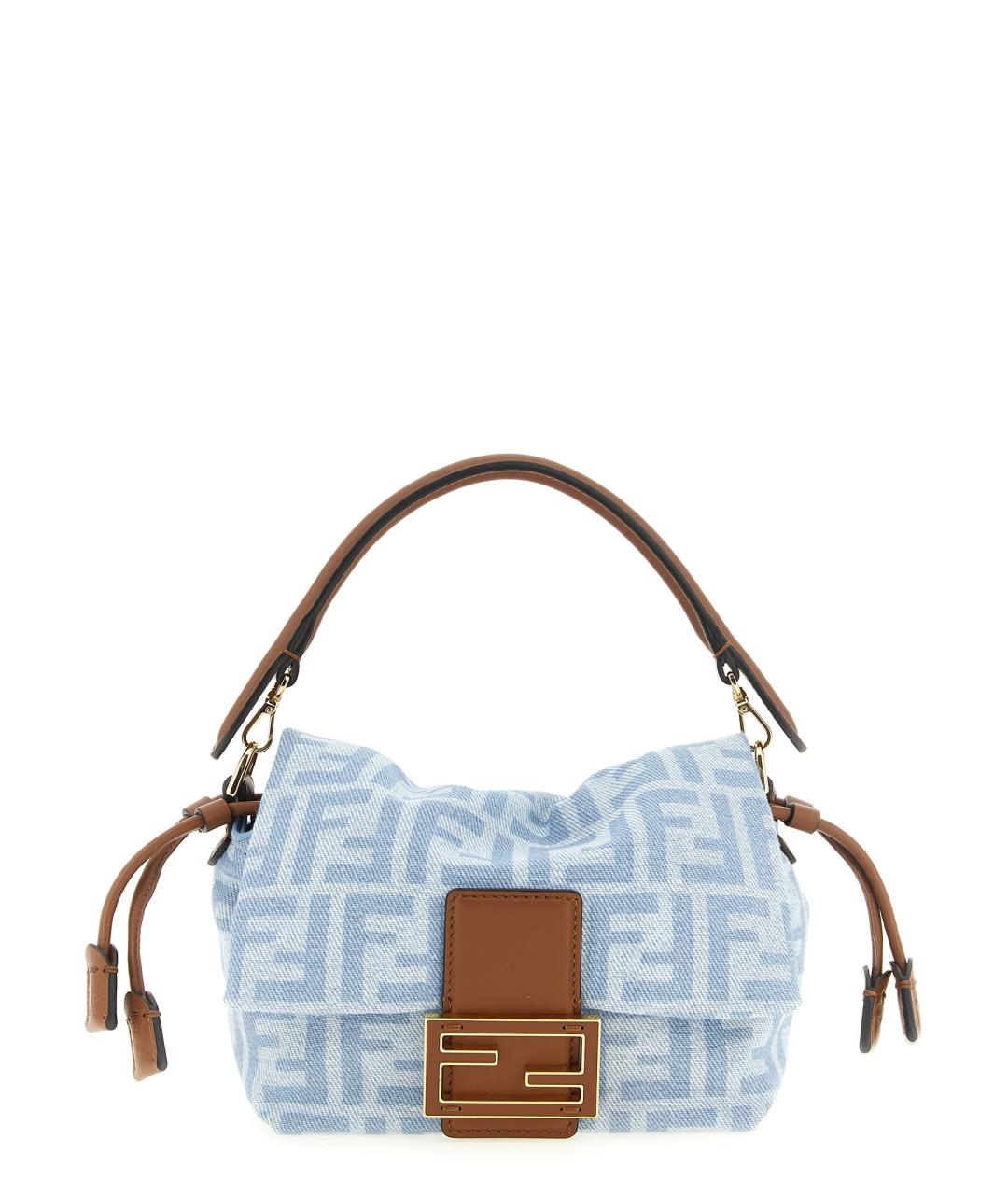 FENDI Голубая хлопковая сумка через плечо, фото 1