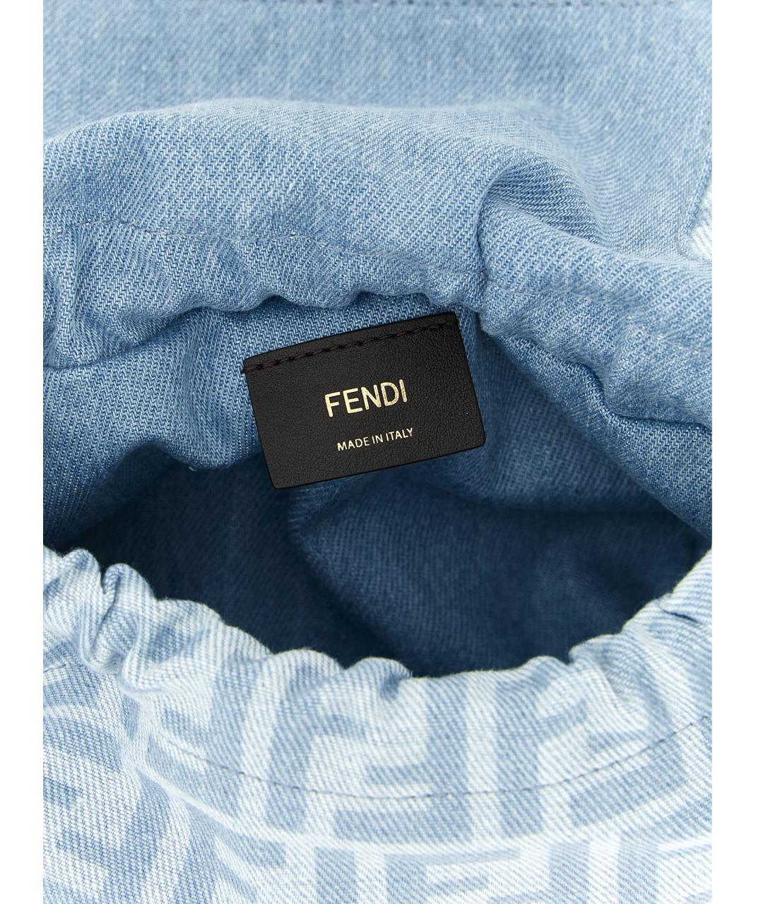 FENDI Голубая хлопковая сумка через плечо, фото 5
