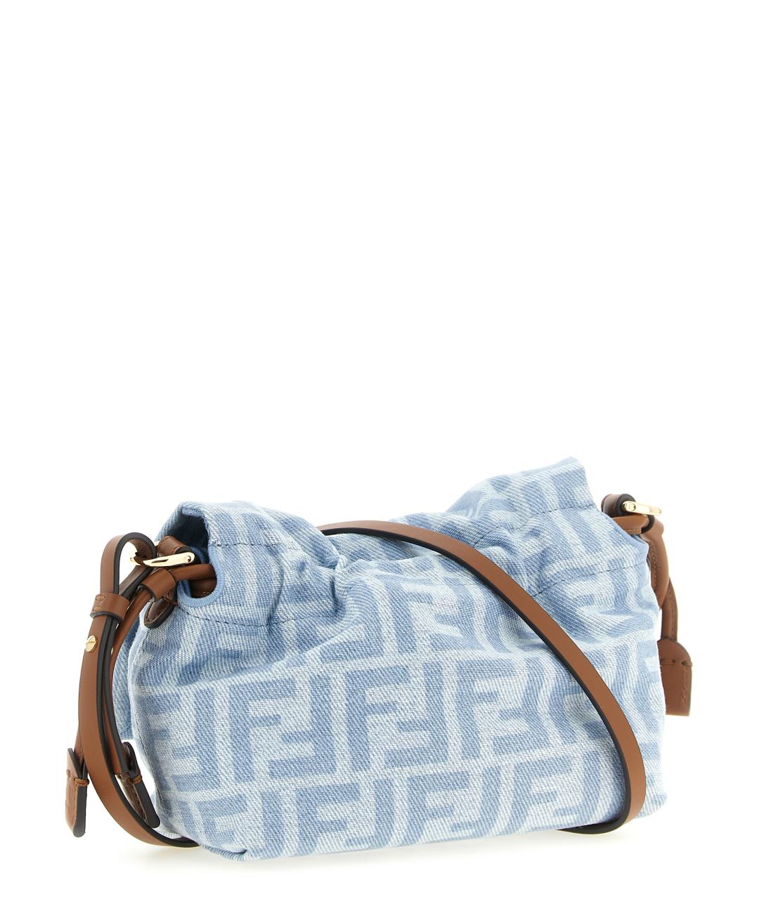 FENDI Голубая хлопковая сумка через плечо, фото 3
