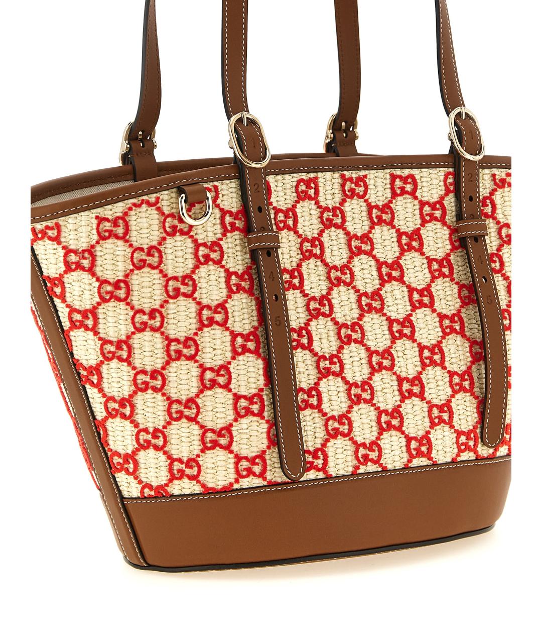 GUCCI Бежевая рафия сумка тоут, фото 3