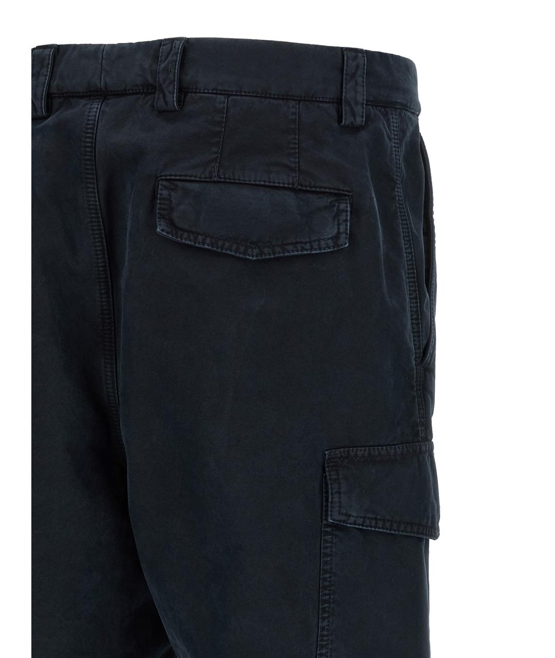 BRUNELLO CUCINELLI Синие хлопковые повседневные брюки, фото 4