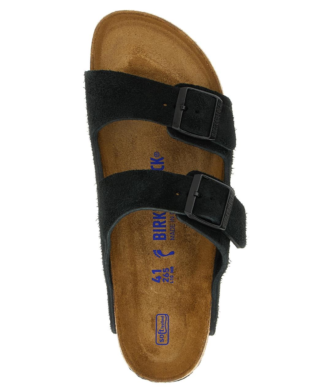 BIRKENSTOCK Черные кожаные шлепанцы, фото 4