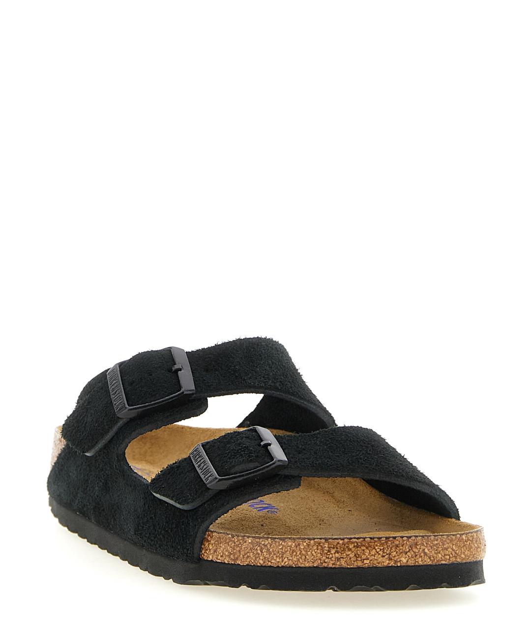 BIRKENSTOCK Черные кожаные шлепанцы, фото 2
