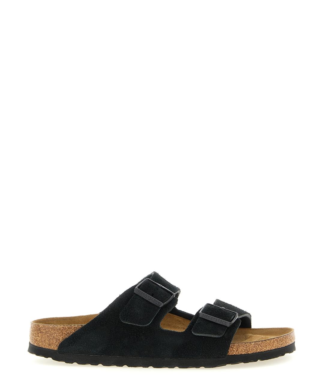 BIRKENSTOCK Черные кожаные шлепанцы, фото 1
