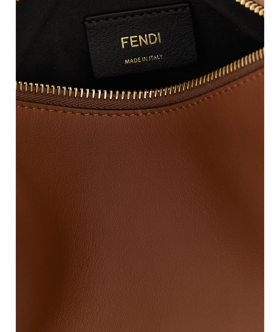 FENDI Коричневая кожаная сумка с короткими ручками, фото 4
