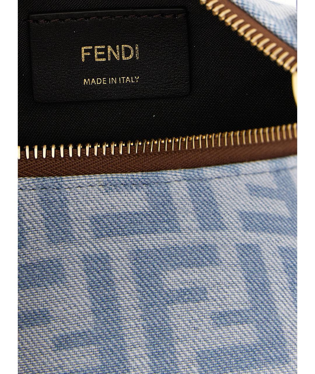 FENDI Голубая хлопковая сумка с короткими ручками, фото 4