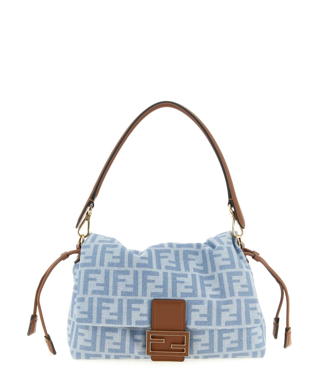 FENDI Голубая хлопковая сумка через плечо, фото 1