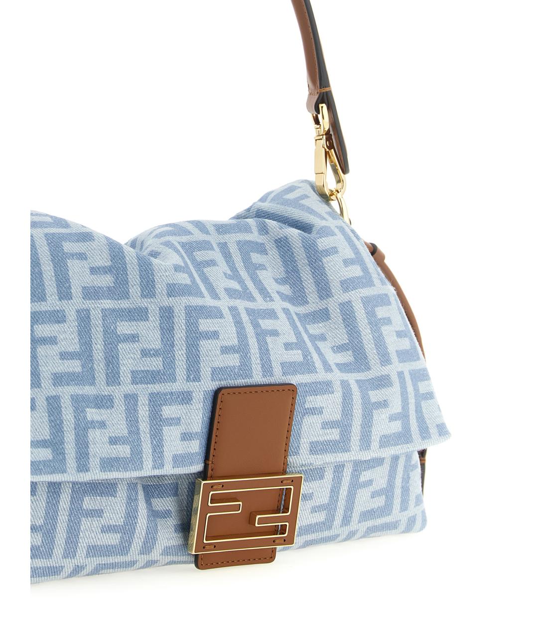 FENDI Голубая хлопковая сумка через плечо, фото 4