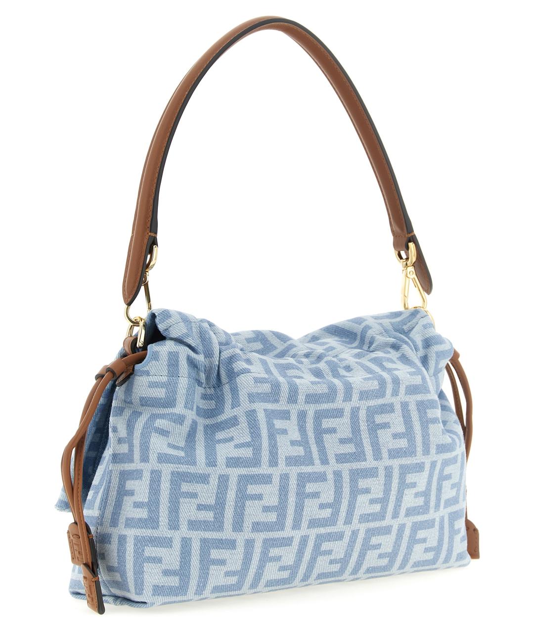 FENDI Голубая хлопковая сумка через плечо, фото 2