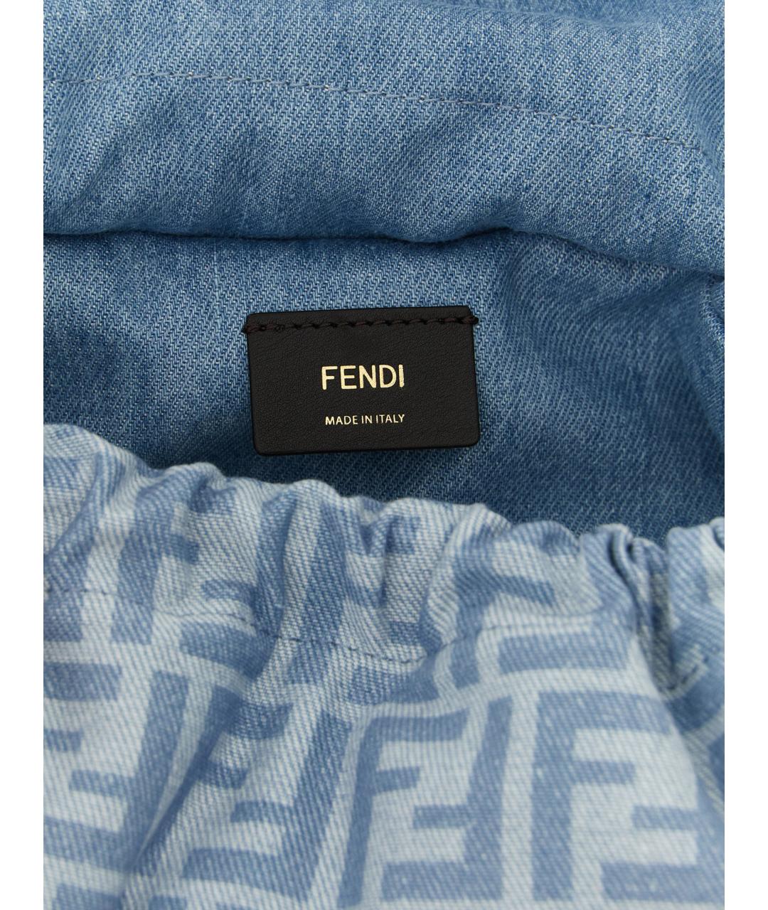 FENDI Голубая хлопковая сумка через плечо, фото 5