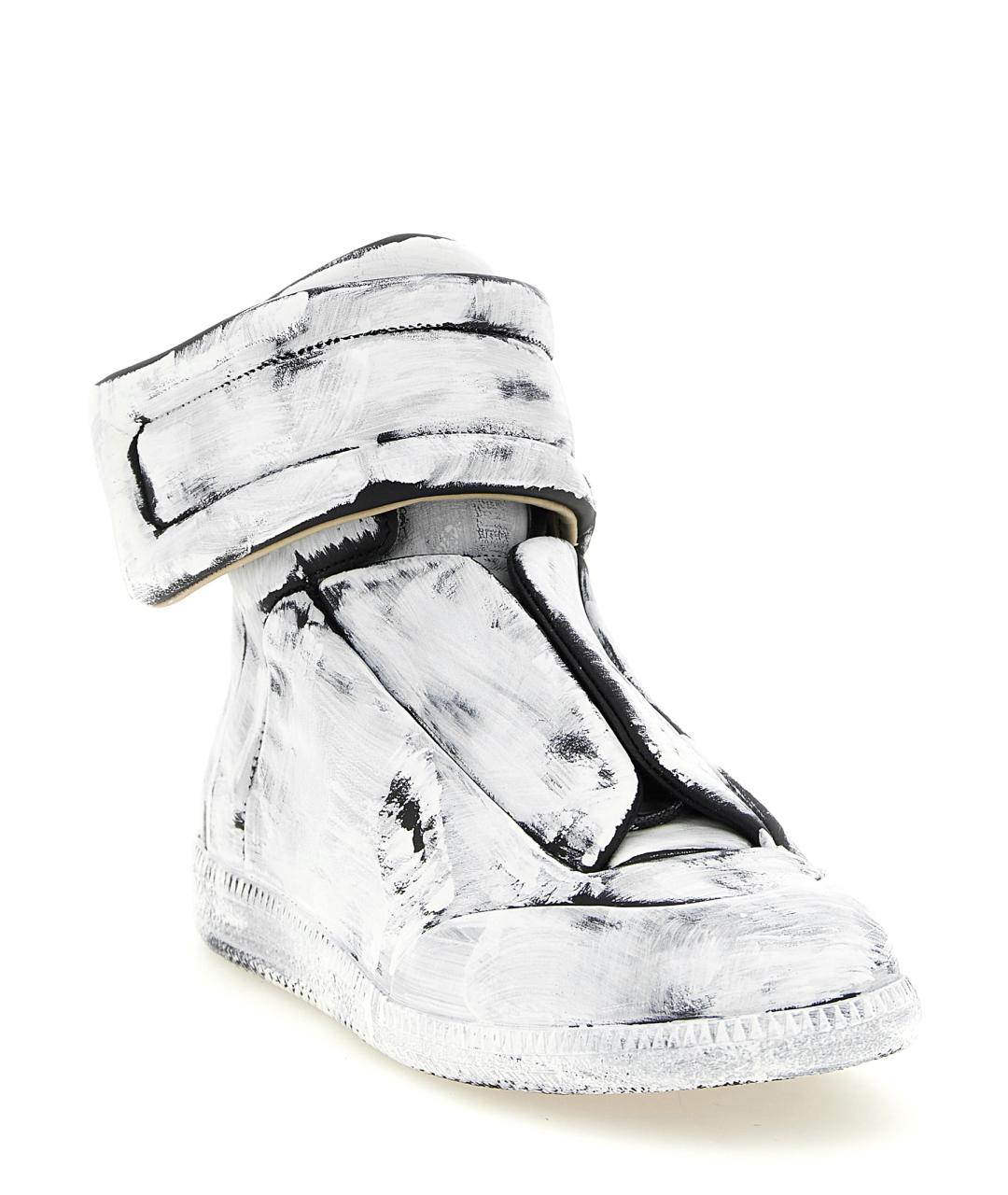 MAISON MARGIELA Белые кожаные высокие кроссовки / кеды, фото 2