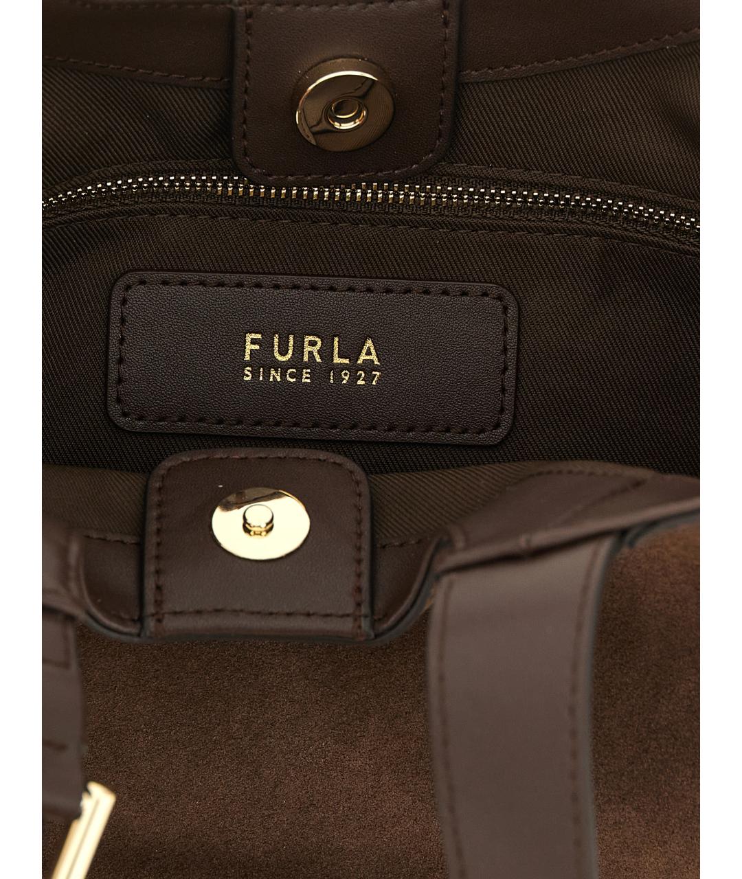 FURLA Коричневая замшевая сумка тоут, фото 4