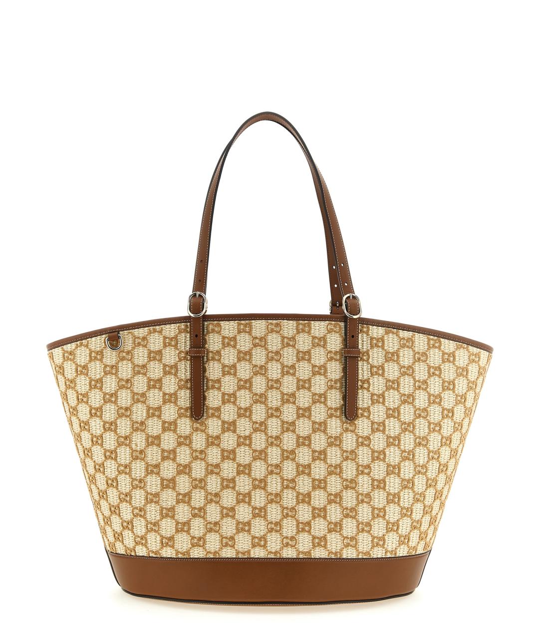 GUCCI Бежевая рафия сумка тоут, фото 1